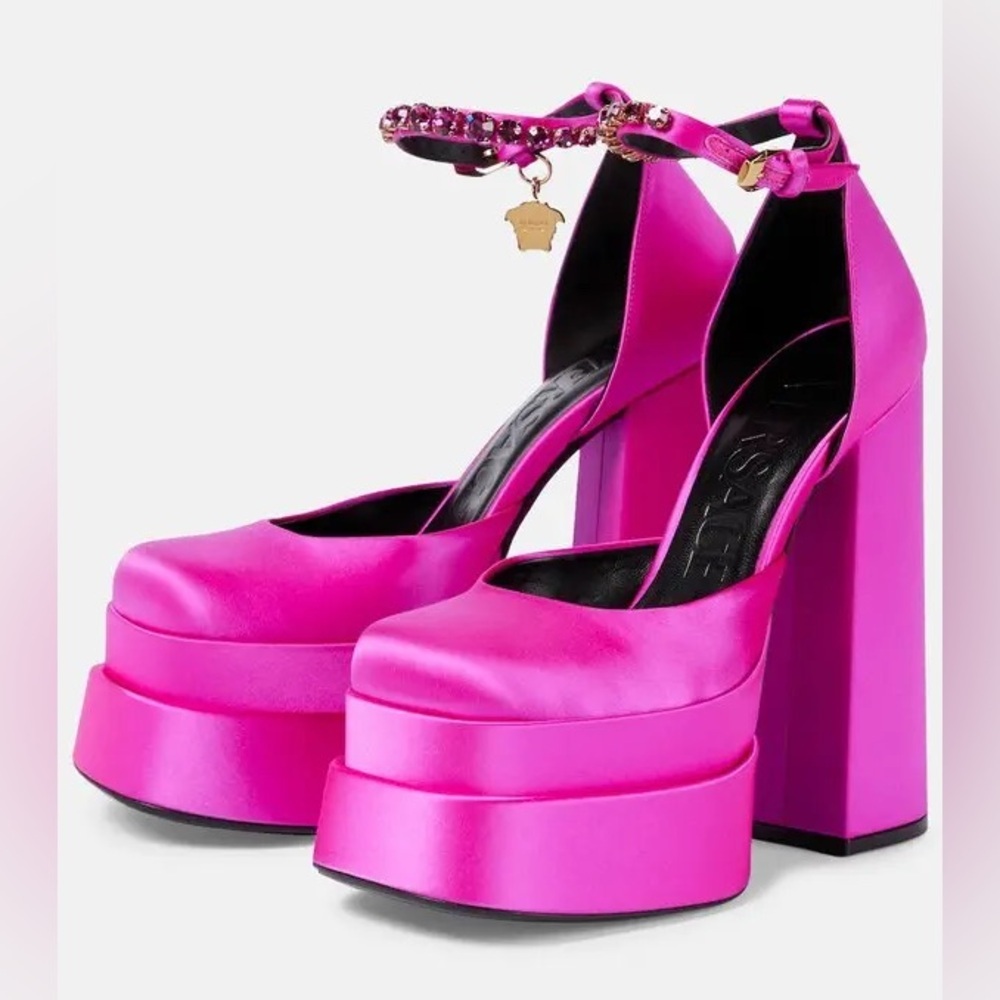 Versace Medusa Aevitas 155mm Platform Pumps Deep Fuschia pink size - 38.5 - 8.5